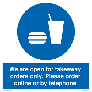 We are open for takeaway orders only. Please order online or by telephone
